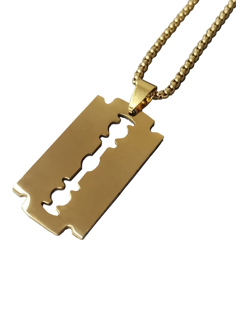 Gold-Tone Razor Blade Pendant Necklace – Men’s Accessories